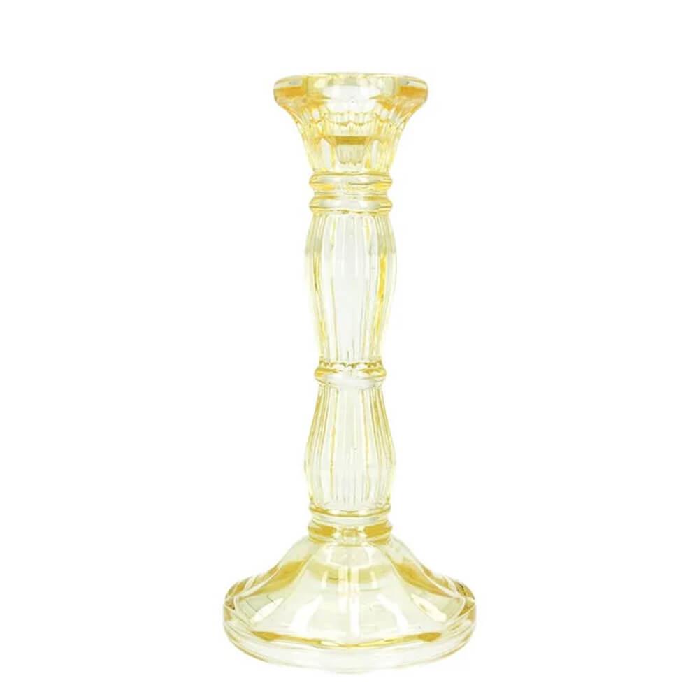 Gisela Graham Pastel Yellow Glass Candlestick Medium